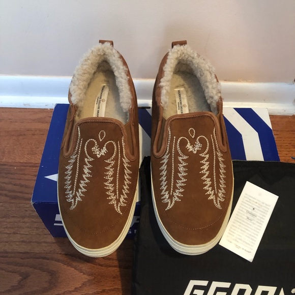 Golden Goose Shoes Golden Goose Ggdb Suede Shearling Slippers New